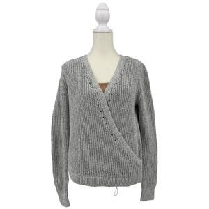 Abercrombie & Fitch Wrap Sweaters WMNS Gray S V-neck Long Sleeve Knit Comfort